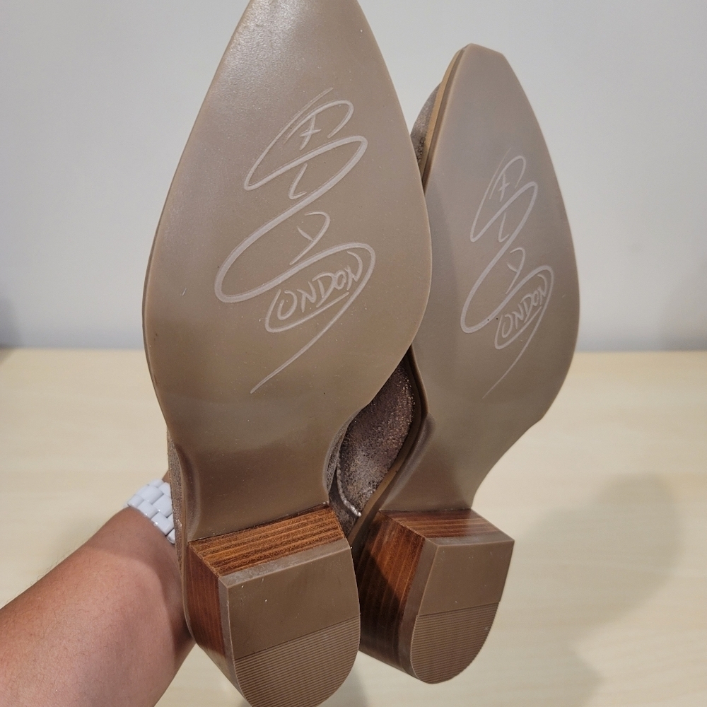 Sz 39 EU / 8 US Fly London "Yulo" Rose Gold Wedge Mules - Picture 6 of 10